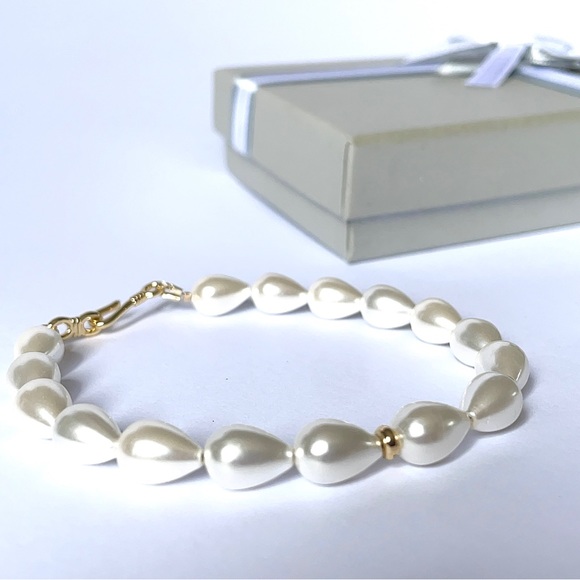 (Sold out)Gold filled Pearl bracelet, Handmade gemstone bracelet, 7.5" size. - Picture 5 of 9